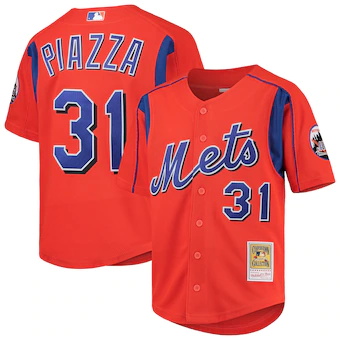 youth mitchell and ness mike piazza orange new york mets co